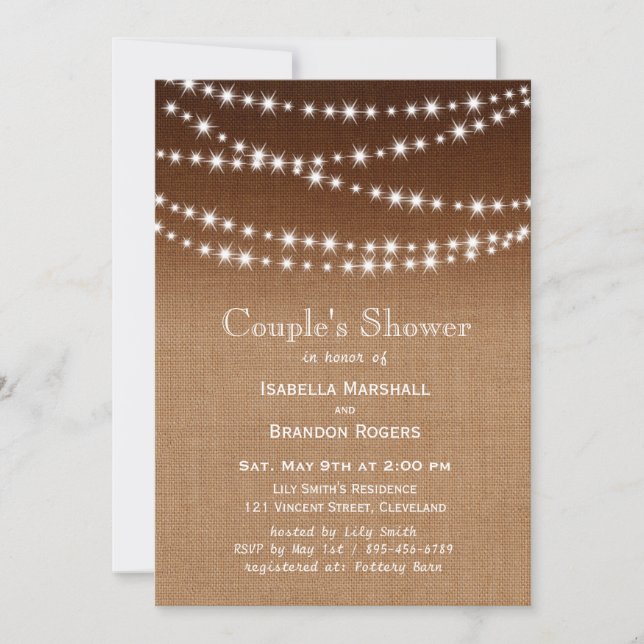 Ombre Burlap Couple's Shower Invitation (Front)