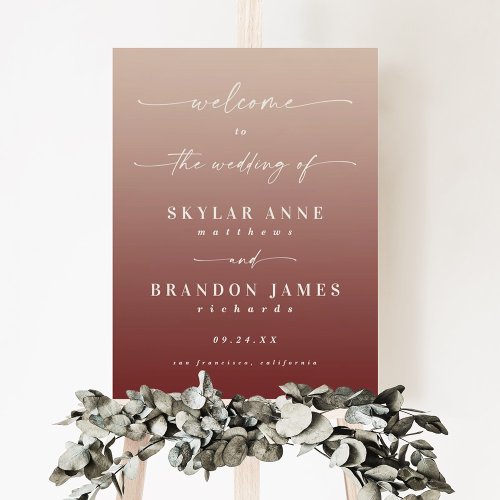 Ombre Champagne  Cinnamon Welcome Wedding Sign