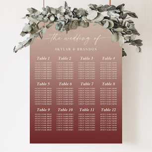 Ombre Champagne & Wine Seating Chart Wedding Sign