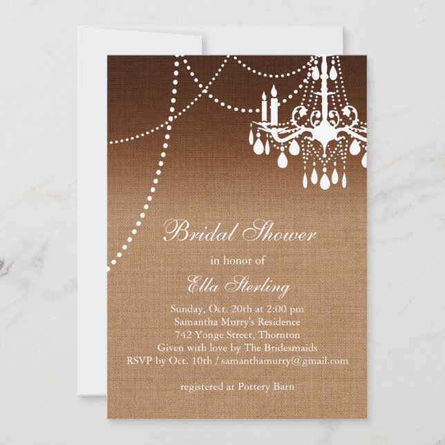 Ombre Chandelier Bridal Shower Invitation (Front)