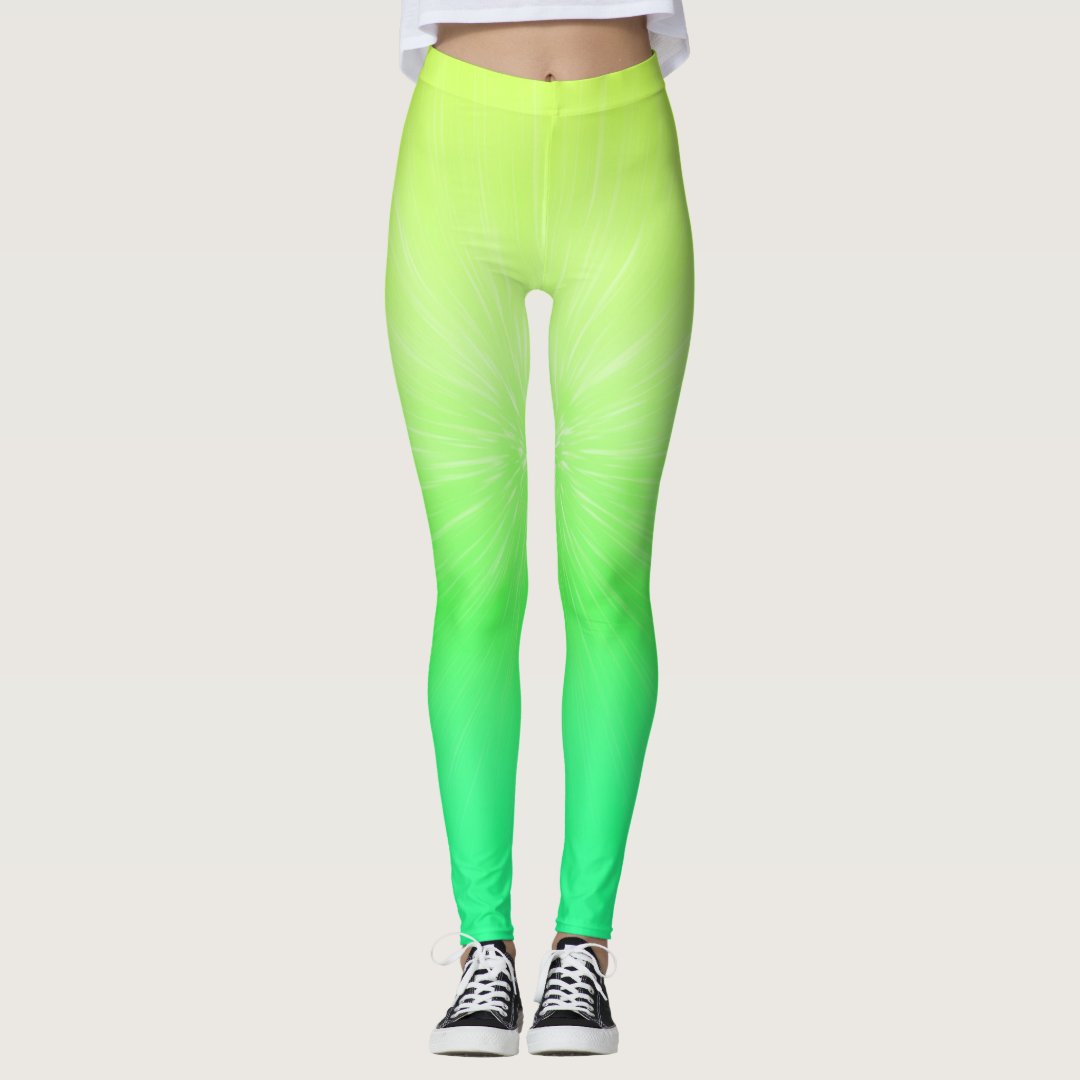 Ombre Chartreuse to Neon Green Leggings | Zazzle