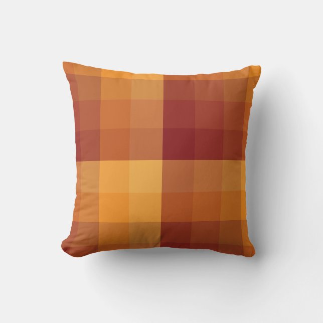 Ombre Checker Blocks Autumn colors Throw Pillow (Front)