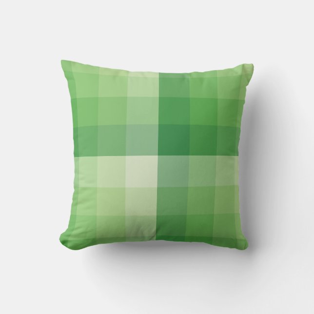 Ombre Checker Blocks Green tones Throw Pillow (Front)