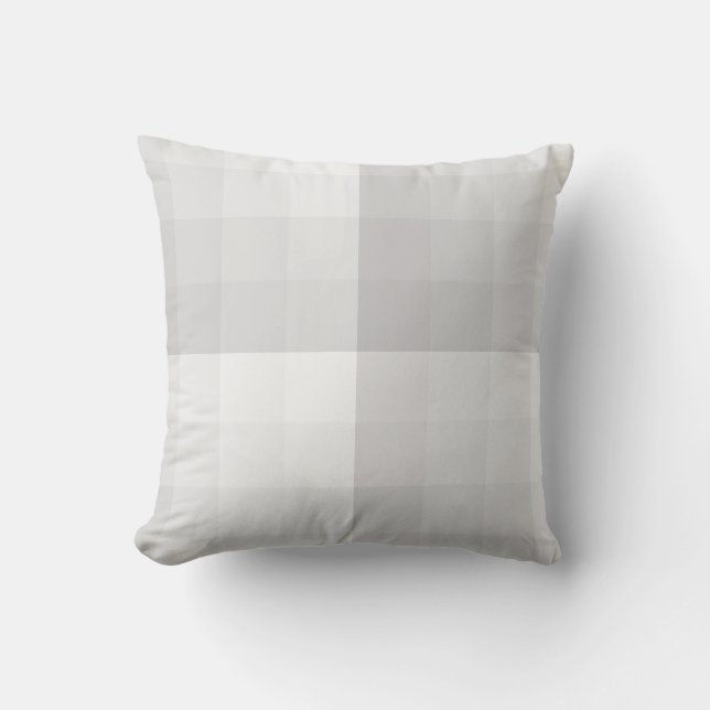 Ombre Checker Blocks White gray tones Throw Pillow (Front)