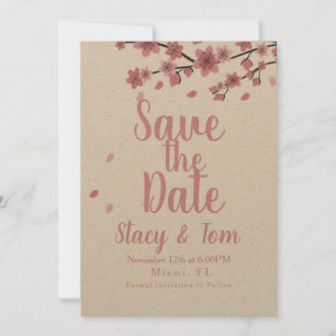 Ombre Cherry Blossom Tree Pink Save the Date Invitation
