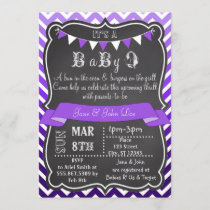 Ombre Chevron Chalkboard BabyQ Purple Invitation