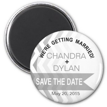 Ombre Chevron Style! Save The Date Silver Magnet by glamprettyweddings at Zazzle