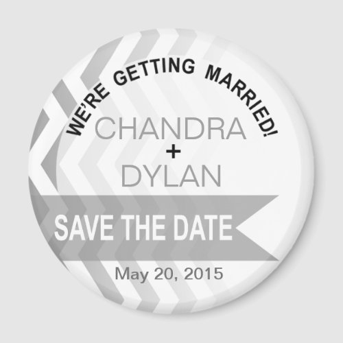 Ombre Chevron Style Save the Date silver Magnet