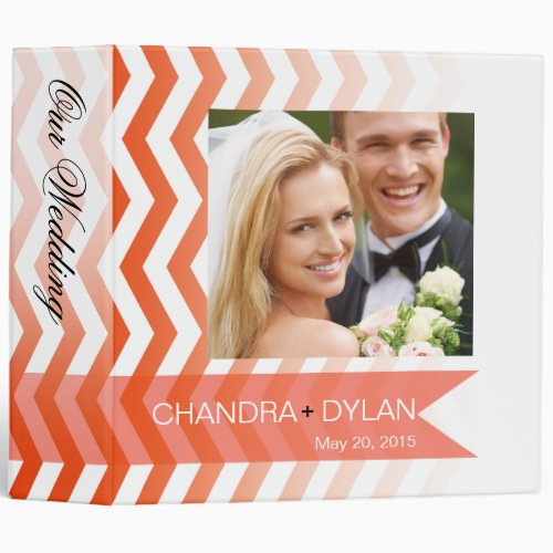 Ombre Chevron Style wedding album  coral 3 Ring Binder