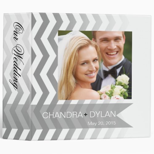 Ombre Chevron Style wedding album  silver Binder