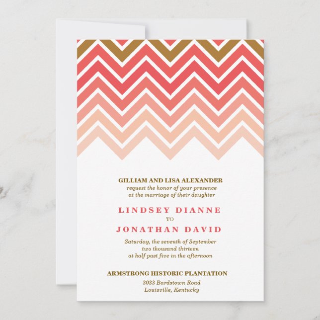 Ombre Chevron Wedding Invitation (Front)