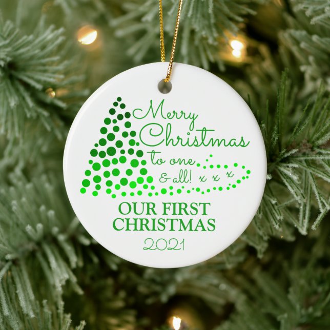 Ombré Christmas Tree, Our First Christmas Christma Ceramic Ornament (Tree)