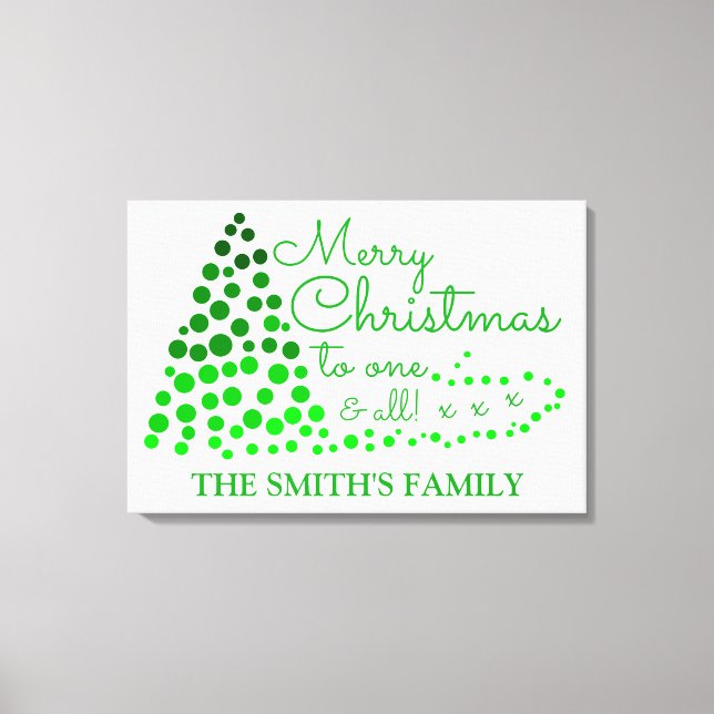 Ombré Christmas Tree, Personalized Family Name Can Canvas Print (Front)
