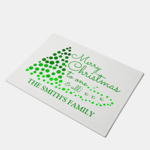 Ombré Christmas Tree, Personalized Family Name Doo Doormat