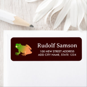 Ombre color block frog on brown label