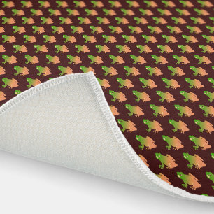 Ombre color block frog on brown outdoor rug