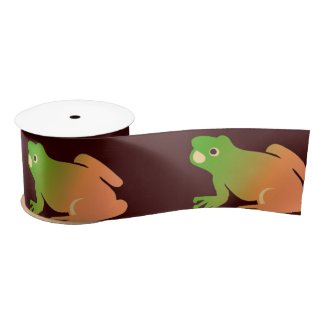 Ombre color block frog on brown satin ribbon