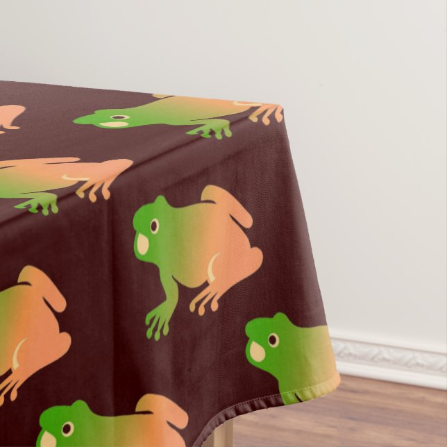 Ombre color block frog on brown tablecloth (In Situ)