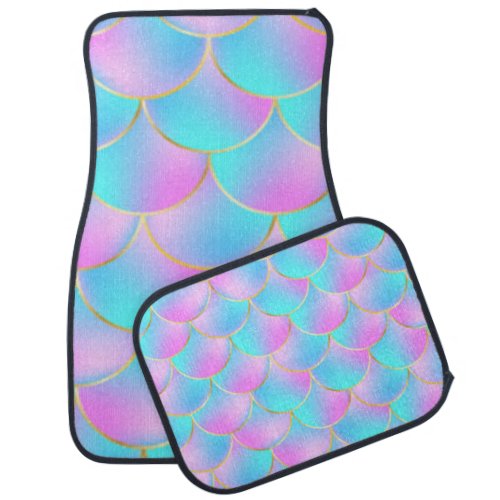 Ombre Colorful Mermaid Tail Scales Car Floor Mat
