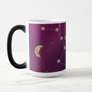 Ombre Constellation Galaxy Purple Faux Gold Stars Color Morph Mug