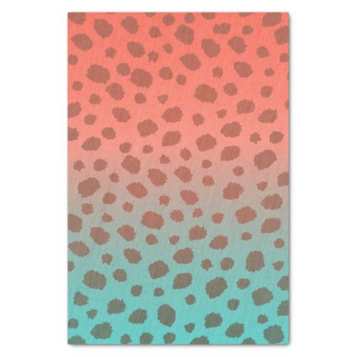 Ombre Coral and Teal Cheetah Spots Tissue Paper