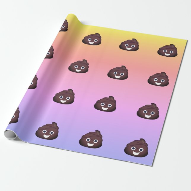 Ombre Crazy Poop Emoji Wrapping Paper (Unrolled)