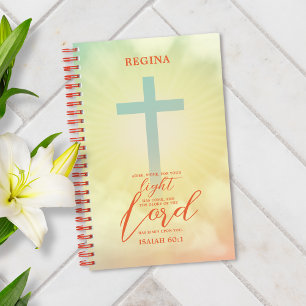 Ombre Cross Bible Verse Personalized Notebook