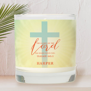 Ombre Cross Bible Verse Personalized Scented Candle