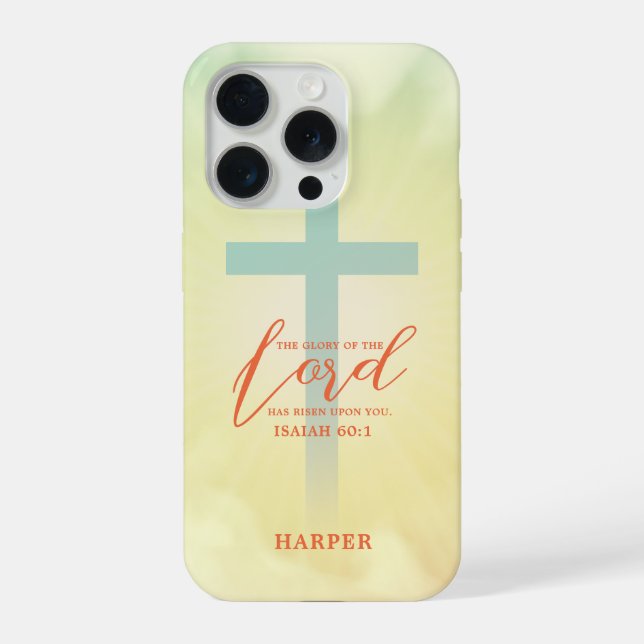 Ombre Cross Scripture Personalized iPhone Case (Back)