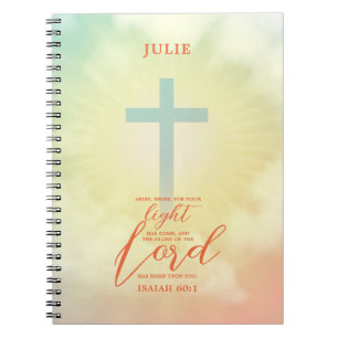Ombre Cross Scripture Personalized Notebook