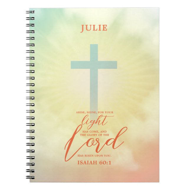 Ombre Cross Scripture Personalized Notebook (Front)