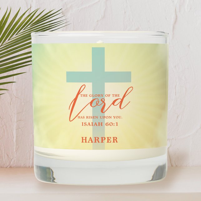 Ombre Cross Scripture Personalized Scented Candle (Creator Uploaded)