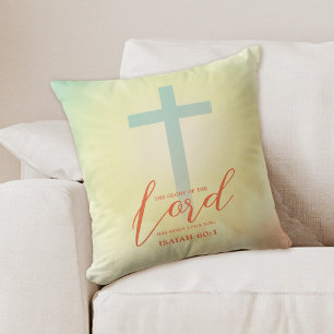 Ombre Cross Scripture Throw Pillow