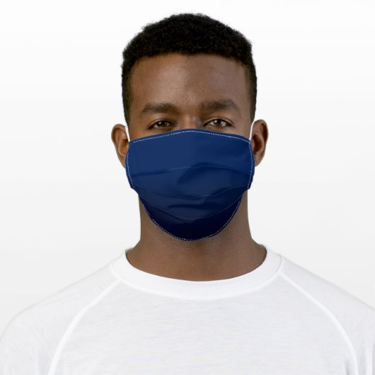 Ombre Dark Blue Adult Cloth Face Mask (Worn)