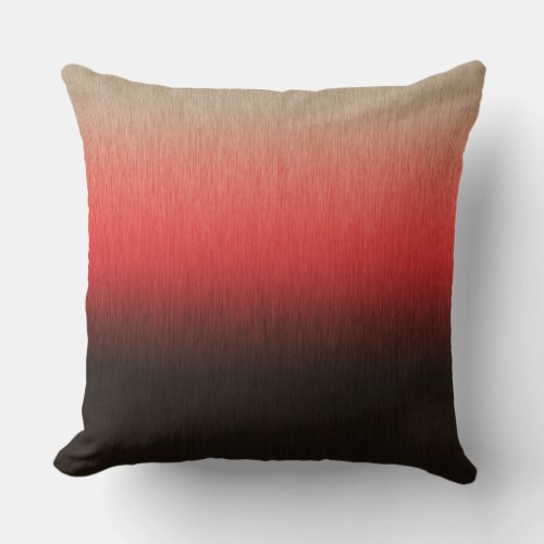Ombre Dark Brown Coral Red Almond Throw Pillow