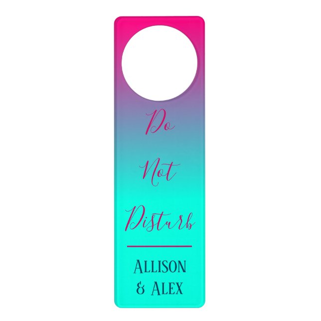 Ombre Do Not Disturb Pink and Blue Personalize Door Hanger (Front)