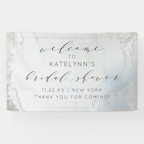 Ombre Dusty Blue Frosted Bridal Shower Welcome Banner
