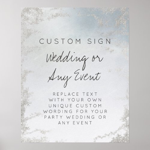 Ombre Dusty Blue Frosted Custom Text Event Sign