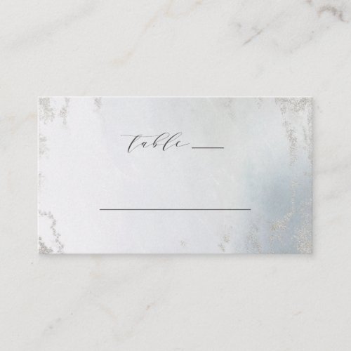 Ombre Dusty Blue Frosted Foil Wedding Table Number Place Card