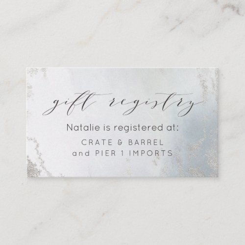 Ombre Dusty Blue Frosted Luxe Shower Gift Registry Enclosure Card