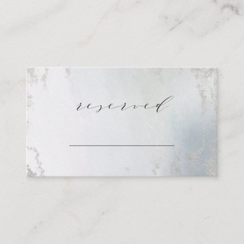 Ombre Dusty Blue Frosted Reserved Seating Wedding Place Card