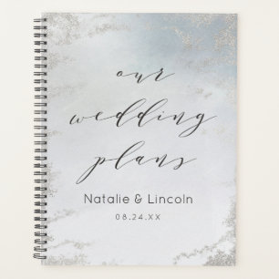 Ombre Dusty Blue Frosted Silver Luxury Wedding Planner