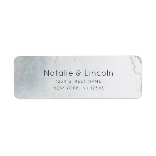 Ombre Dusty Blue Frosted Wedding Return Address Label