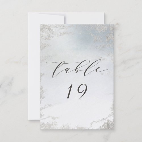 Ombre Dusty Blue Frosted Wedding Table Numbers