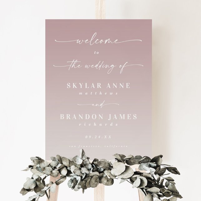 Ombre Dusty Mauve & Off-White Wedding Welcome Sign (Creator Uploaded)