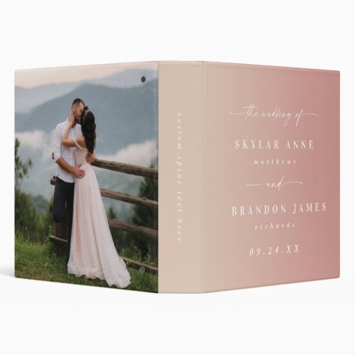 Ombre Dusty Pink  Champagne Wedding Photo Album 3 Ring Binder