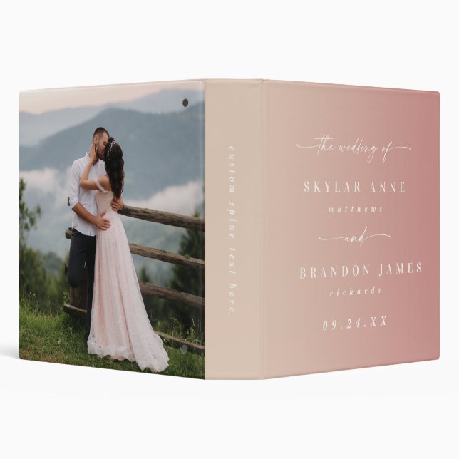 Ombre Dusty Pink & Champagne Wedding Photo Album 3 Ring Binder (Background)