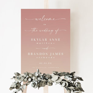 Ombre Dusty Rose & Champagne Welcome Wedding Sign