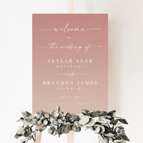 Ombre Dusty Rose  Champagne Welcome Wedding Sign