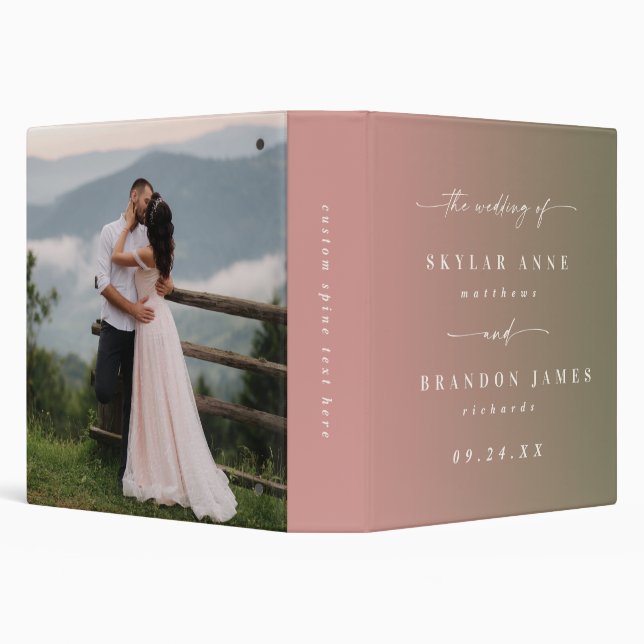 Ombre Dusty Rose & Green Wedding Photo Album 3 Ring Binder (Background)